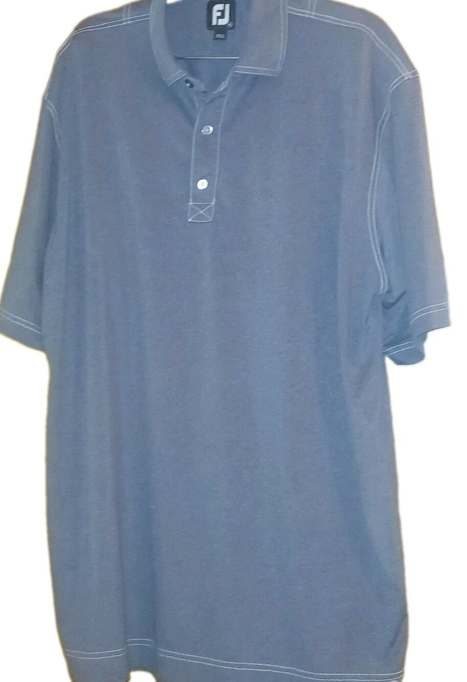 FOOT JOY MEN'S PREPPY  GRAY 3 BUTTON DETAIL EMBROIDERED POLO GOLF SHIRT SIZE XL